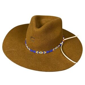 Charlie 1 Horse Cowboy Hat Brown Felt Western Wide Brim Beaded Band Rodeo Wear M